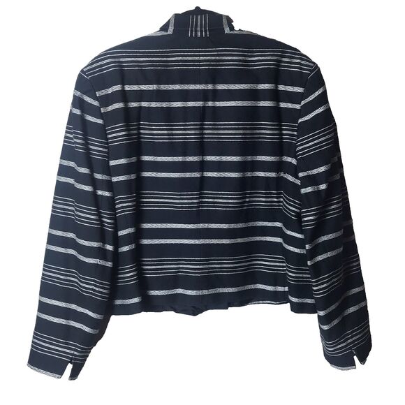 H&W Size 18 Waist Length Blazer Jacket Women's Black With Gray Strips Career - Picture 8 of 15